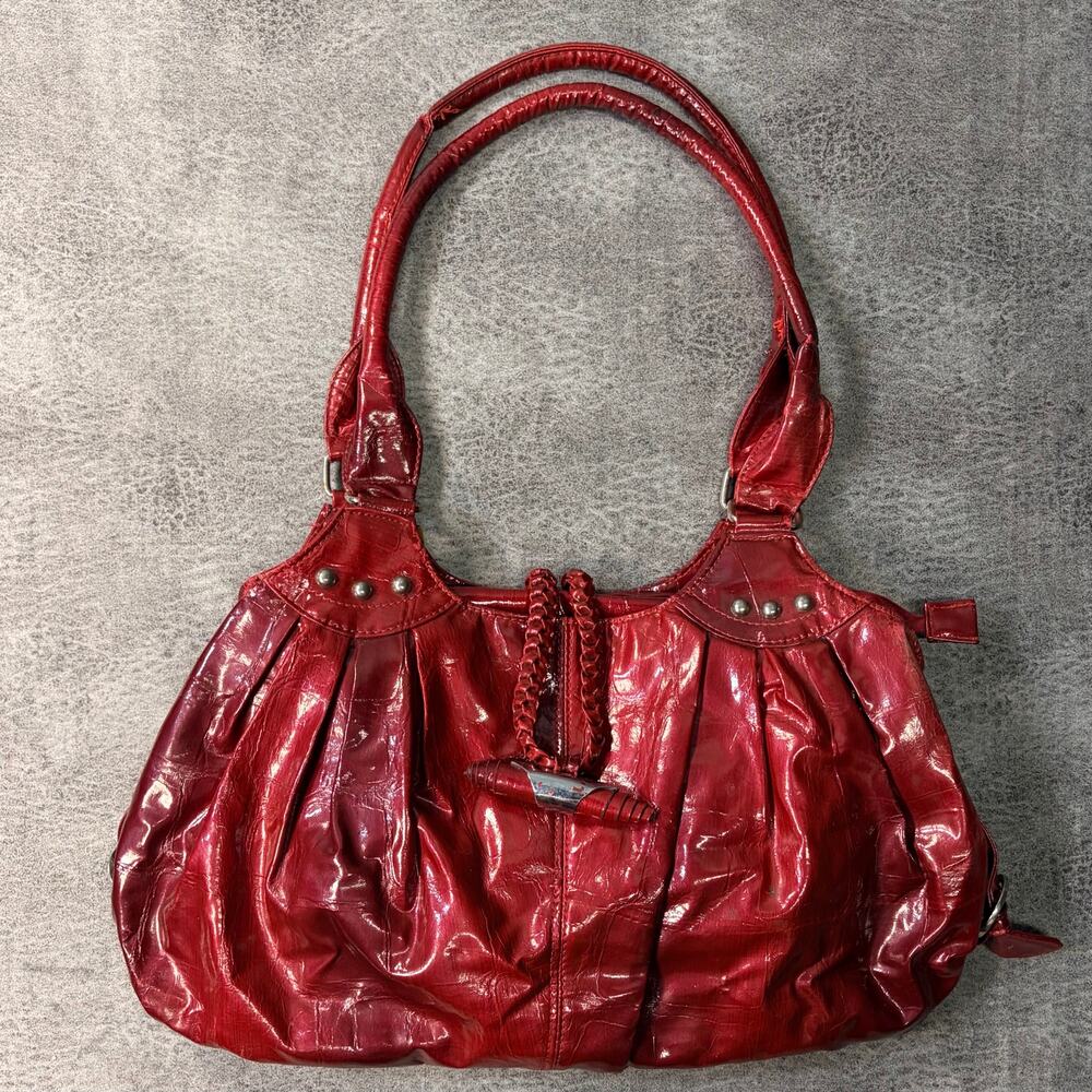 Red Patent Leather Glossy Shoulder Bag